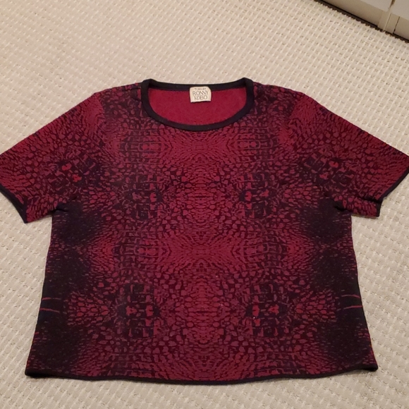 Torn by Ronny Kobo Maroon Knit ShortSleeve Sweater - Picture 2 of 6